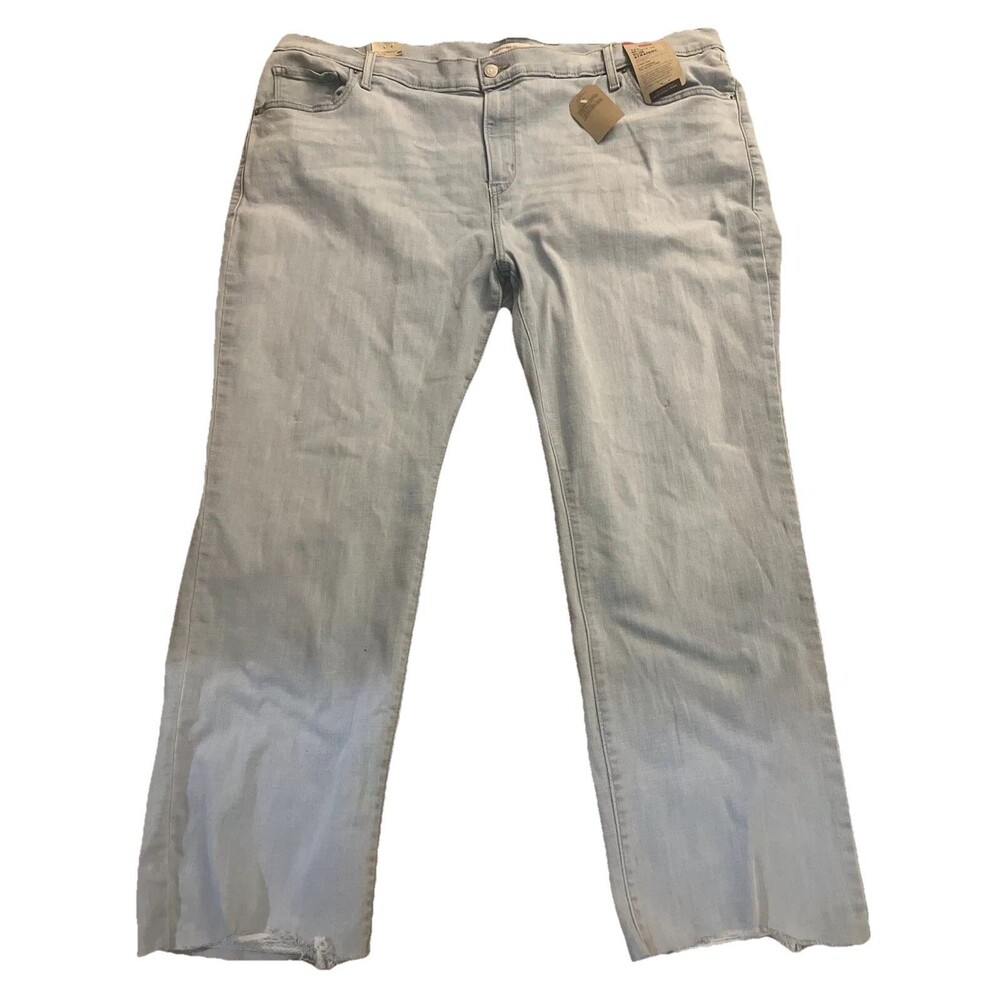 Levis 724 Jeans Womens High Rise Slim Straight Hypersoft Raw Hem Size 24W Blue